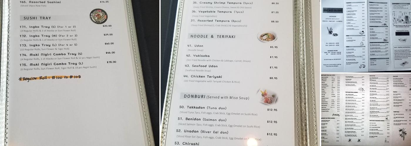 INGKO SUSHI Menu