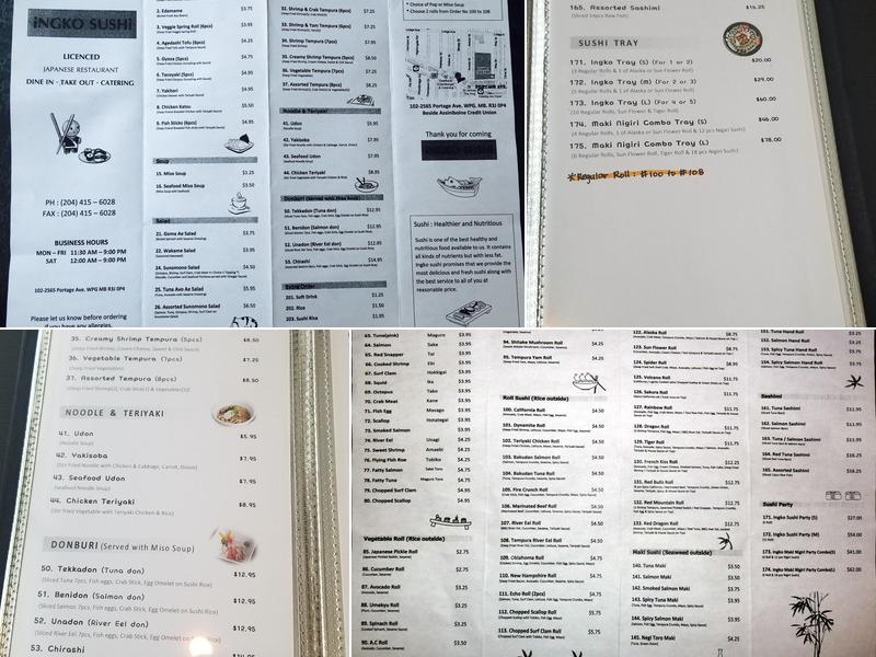 INGKO SUSHI Menu