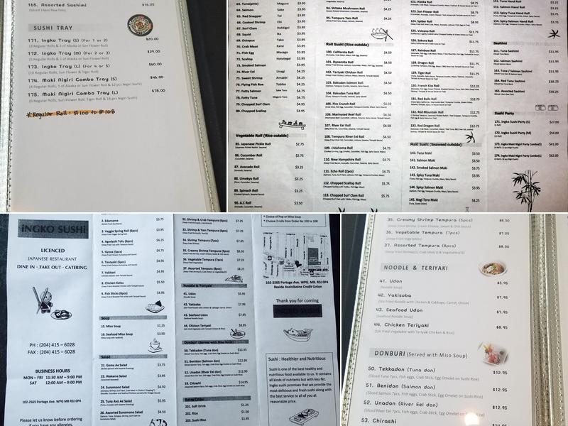 INGKO SUSHI Menu