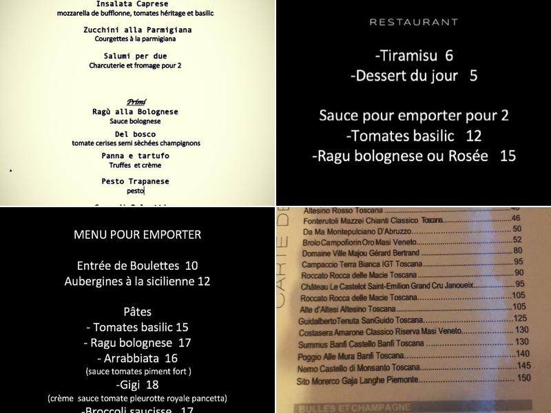 Restaurant Matterello Menu