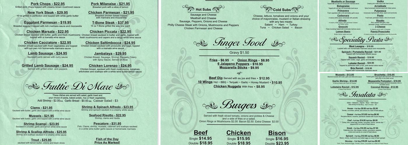 Lago Family Italian Restaurant and Bar Menu