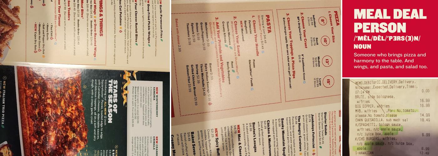 Boston Pizza Menu