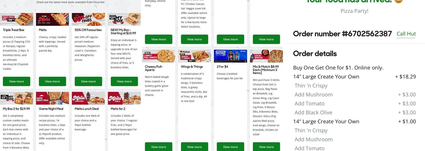 Pizza Hut Menu