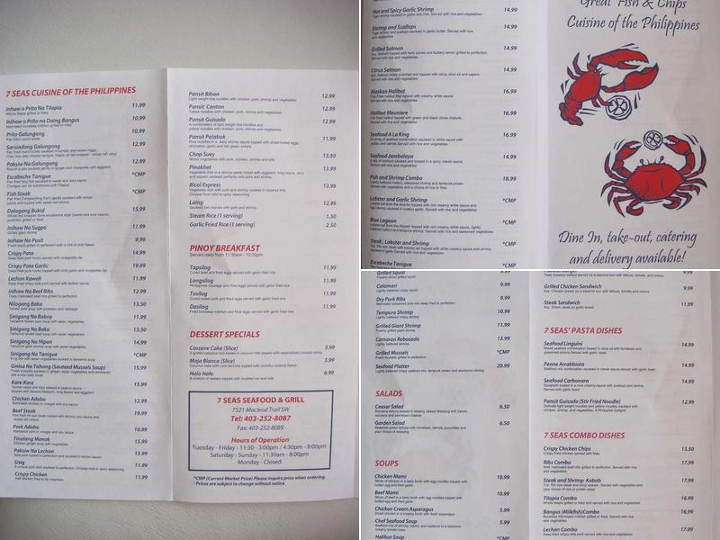 7 Seas Restaurant Menu