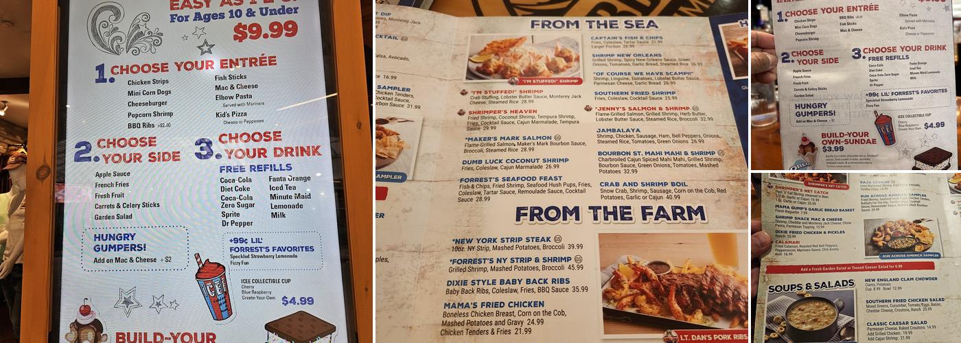 Bubba Gump Shrimp Co. Menu