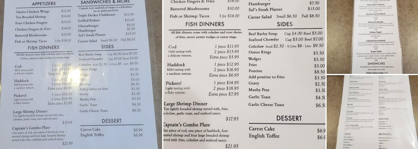 Captain's Table Restaurant Menu