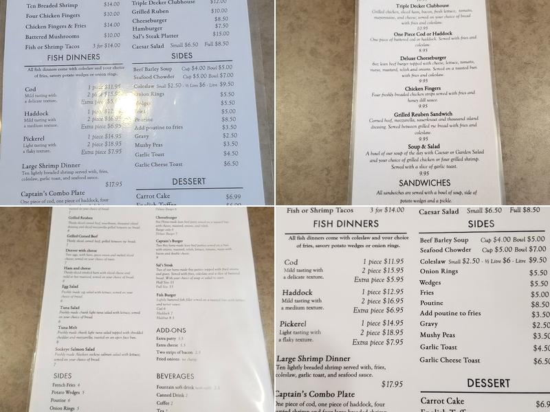 Captain's Table Restaurant Menu