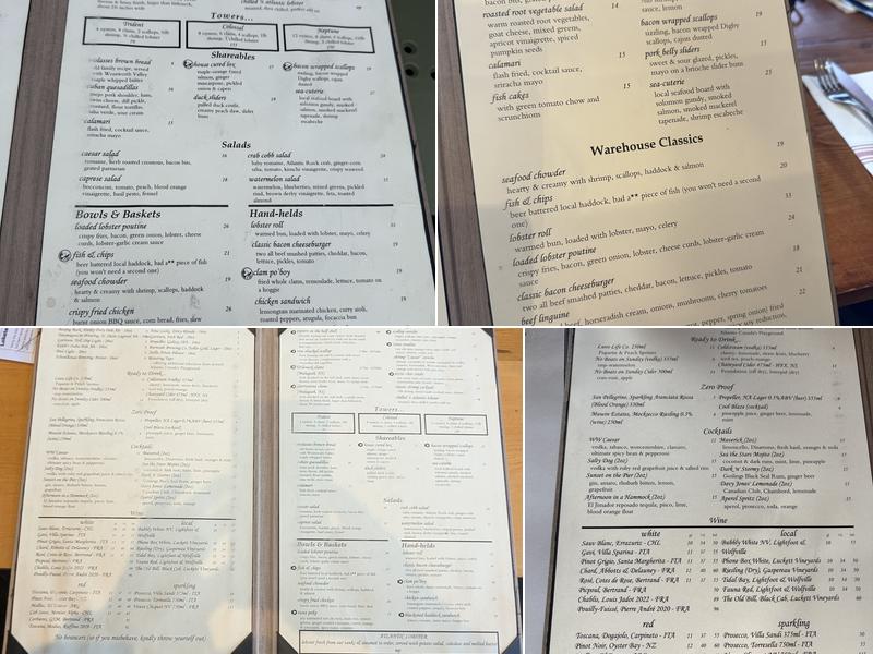 Waterfront Warehouse Menu