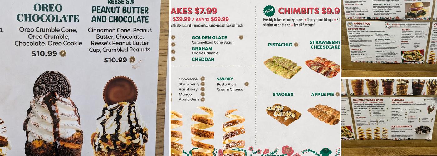 Eva's Original Chimneys Menu