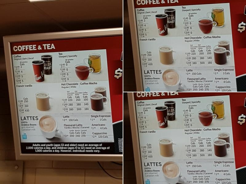 Tim Hortons Menu