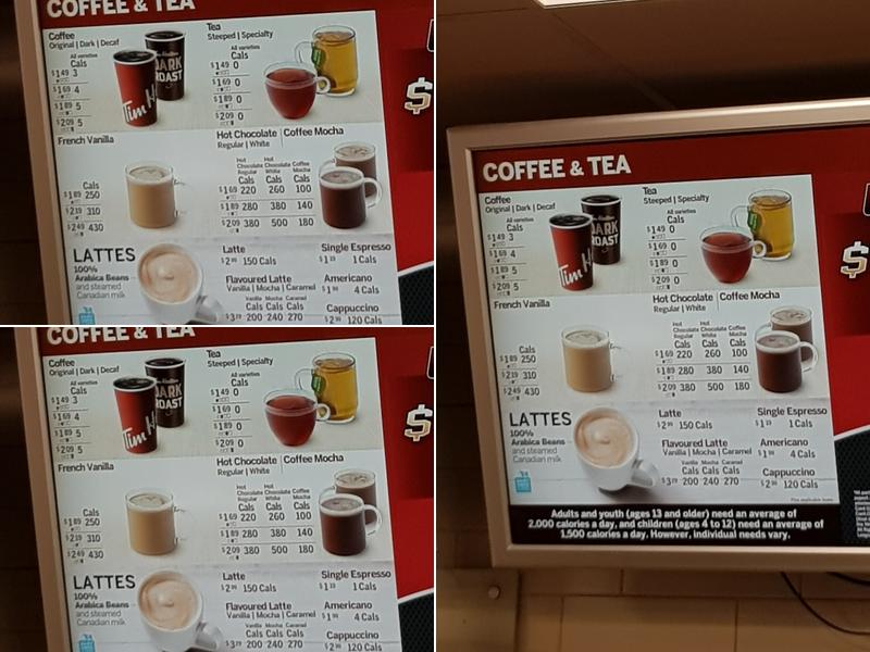 Tim Hortons Menu