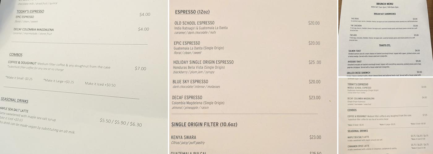 49th Parallel Café & Lucky's Doughnuts - THURLOW Menu