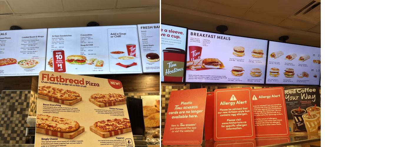 Tim Hortons Menu
