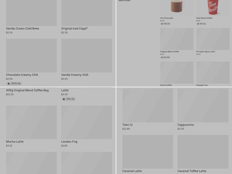 Tim Hortons Menu
