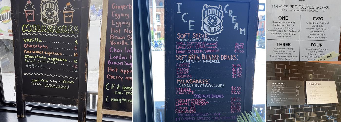 Donut Monster Menu