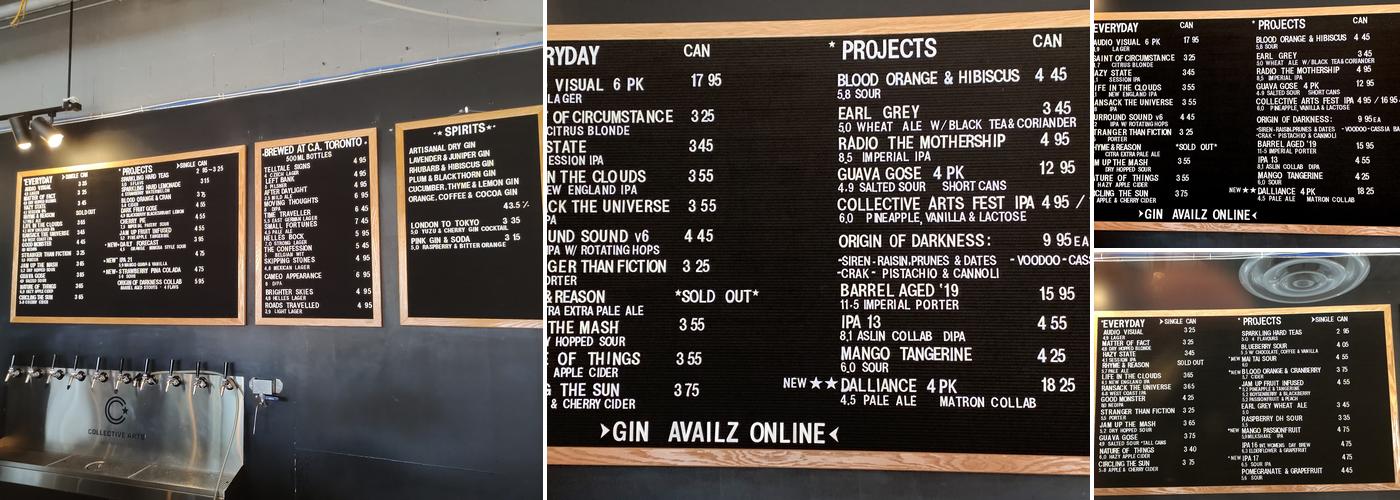 Collective Arts Brewing Menu