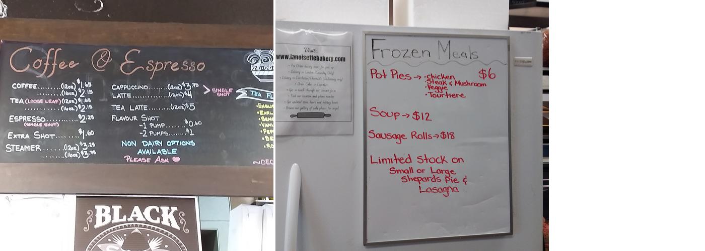 La Noisette Bakery Menu