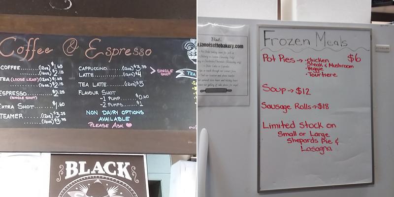 La Noisette Bakery Menu