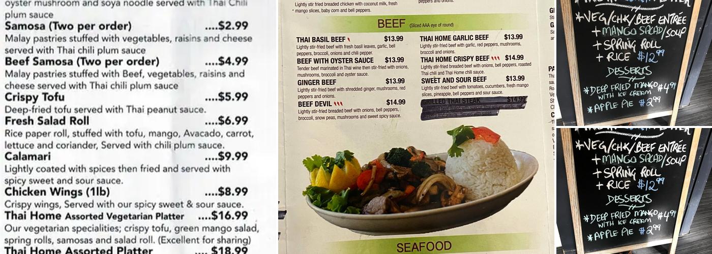 Thai Home Menu
