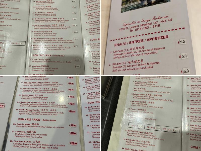 Pho Bac Menu