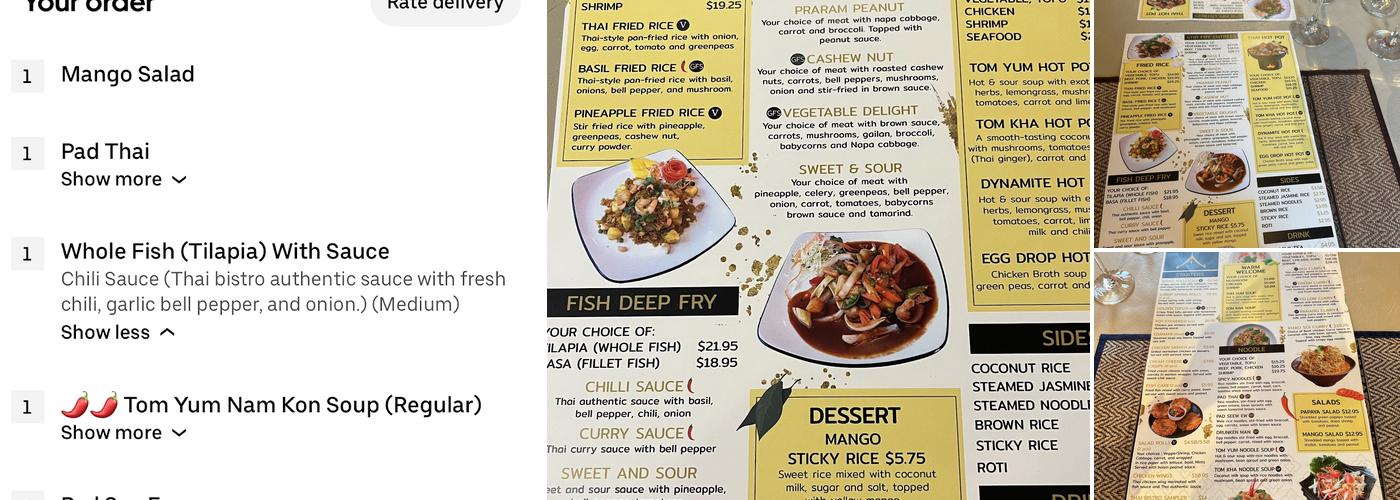 Thai Bistro Menu