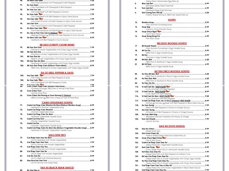 KG Saigon Menu