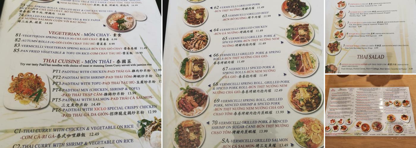 Pho Xic Lo Menu