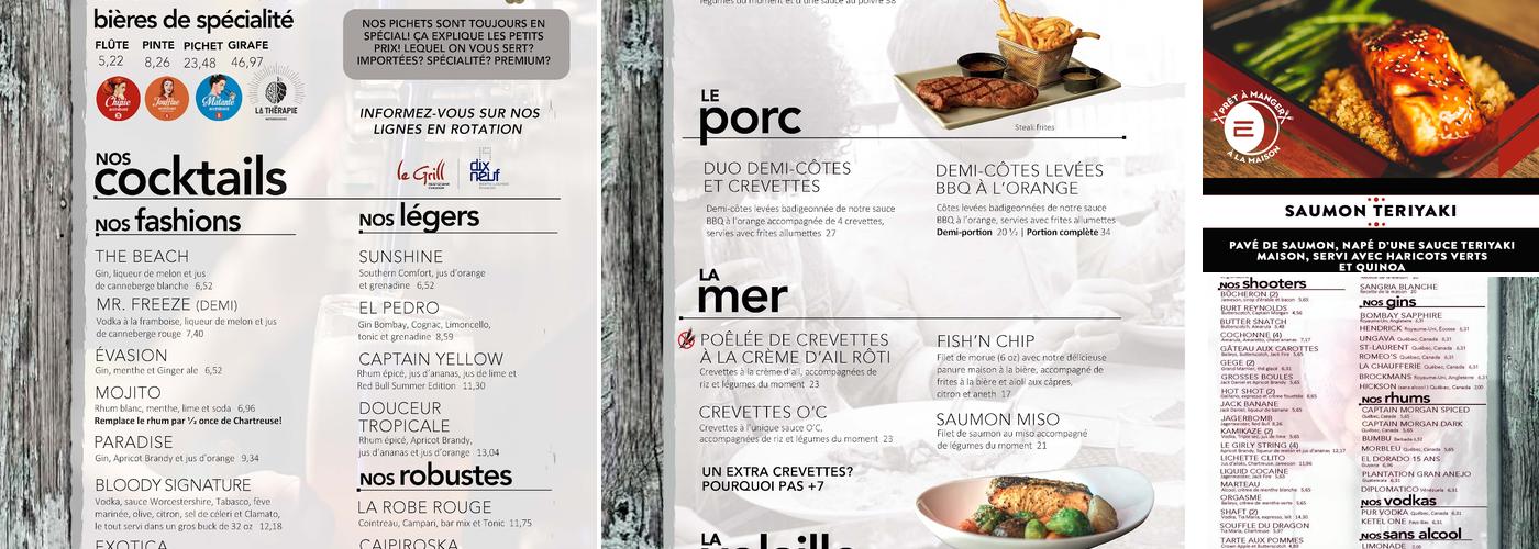 Complexe Évasion Menu