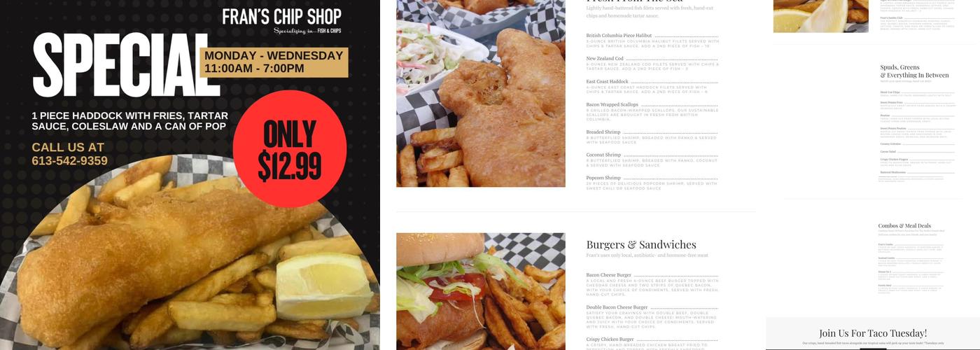 Fran's Fish & Chips Menu