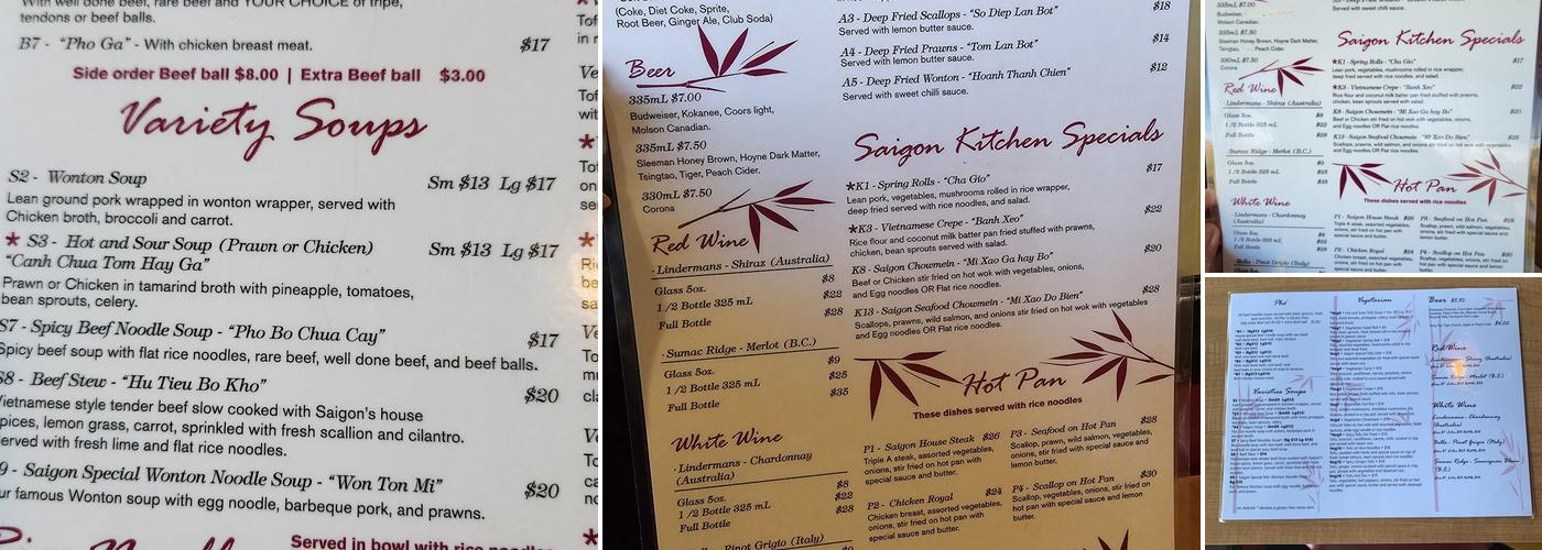 Saigon Kitchen Menu