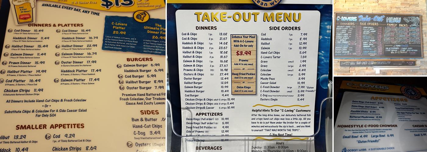 C-Lovers Fish & Chips Menu