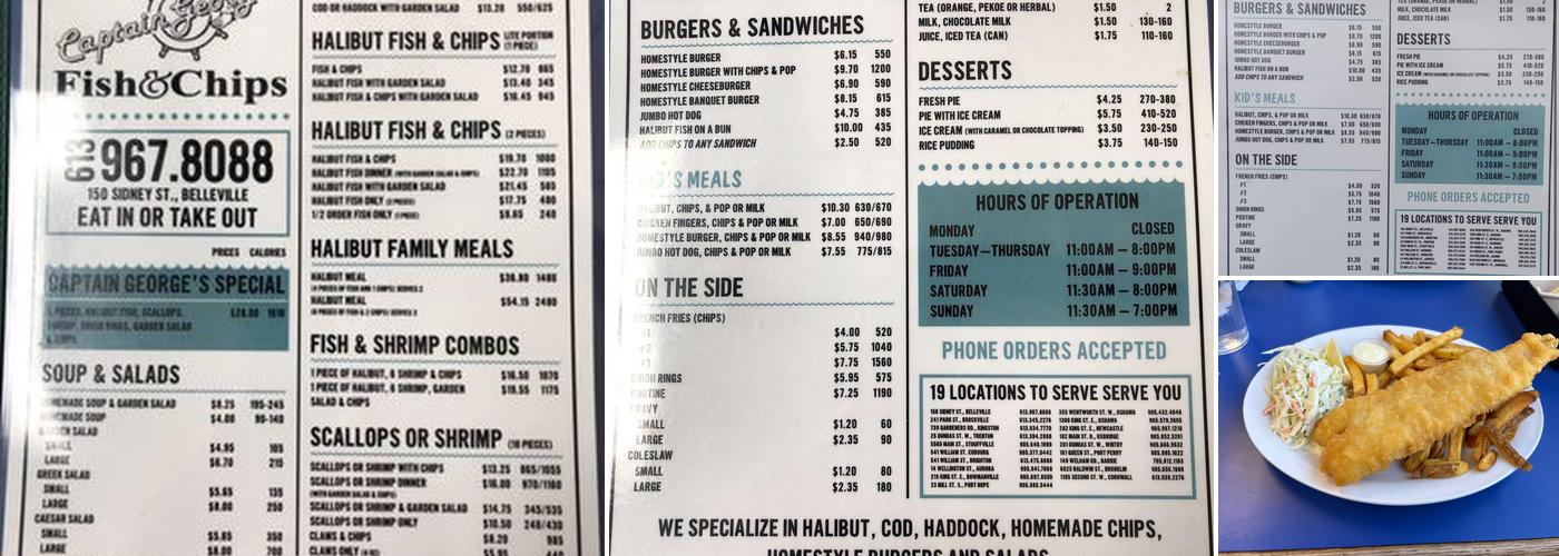 Captain George's Fish and Chips Menu