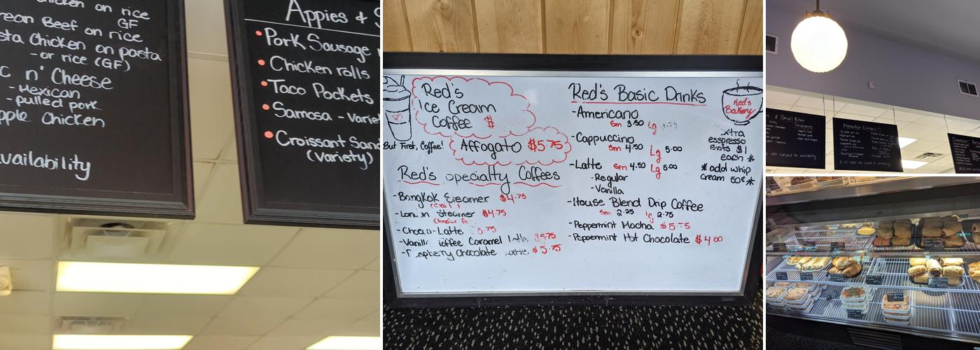 Red's Bakery Menu