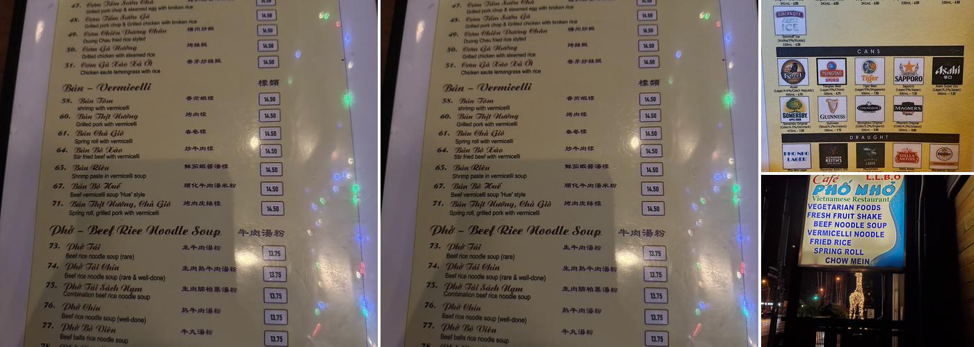 Cafe Pho Nho Menu