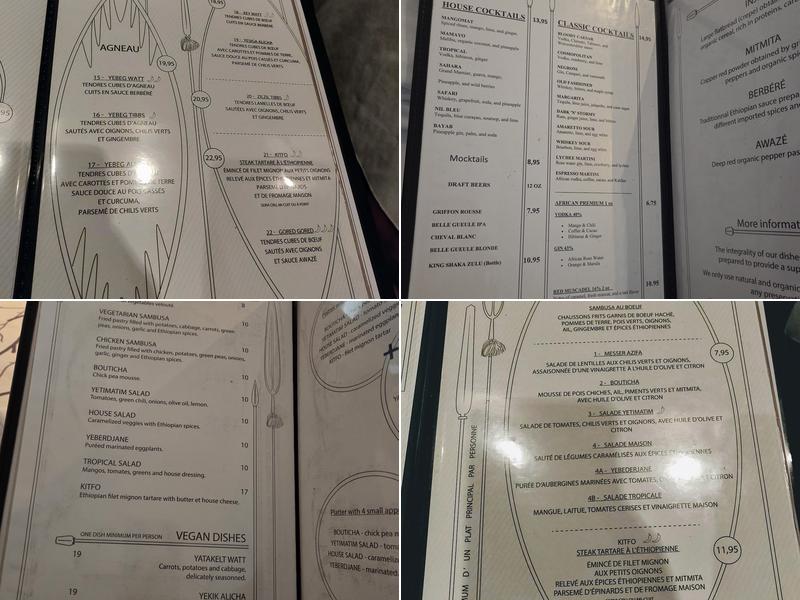 Nil Bleu (Le) Menu