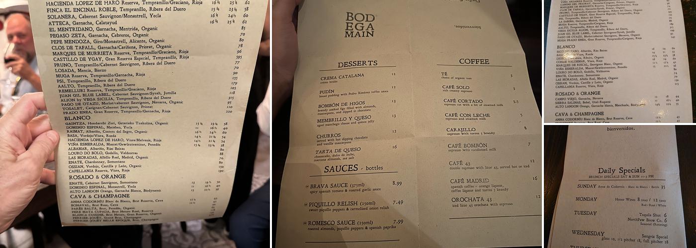 Bodega on Main Menu