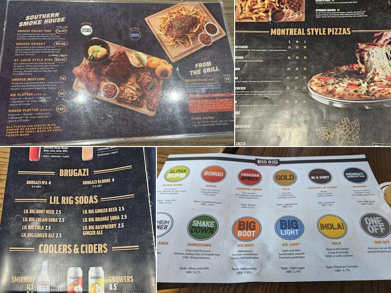 Big Rig Kitchen & Brewery - Iris Menu