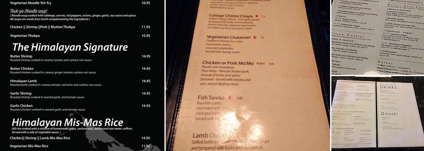 The Himalayan Menu