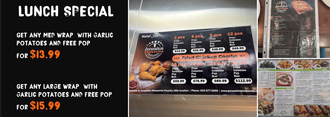 Jerusalem Shawarma Menu