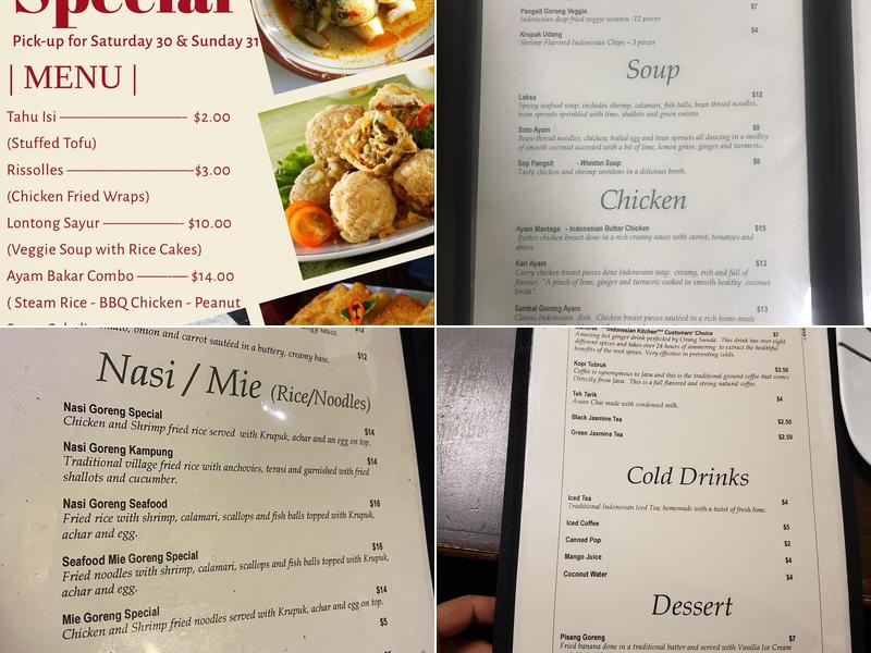 Indonesian Kitchen Restaurant Menu