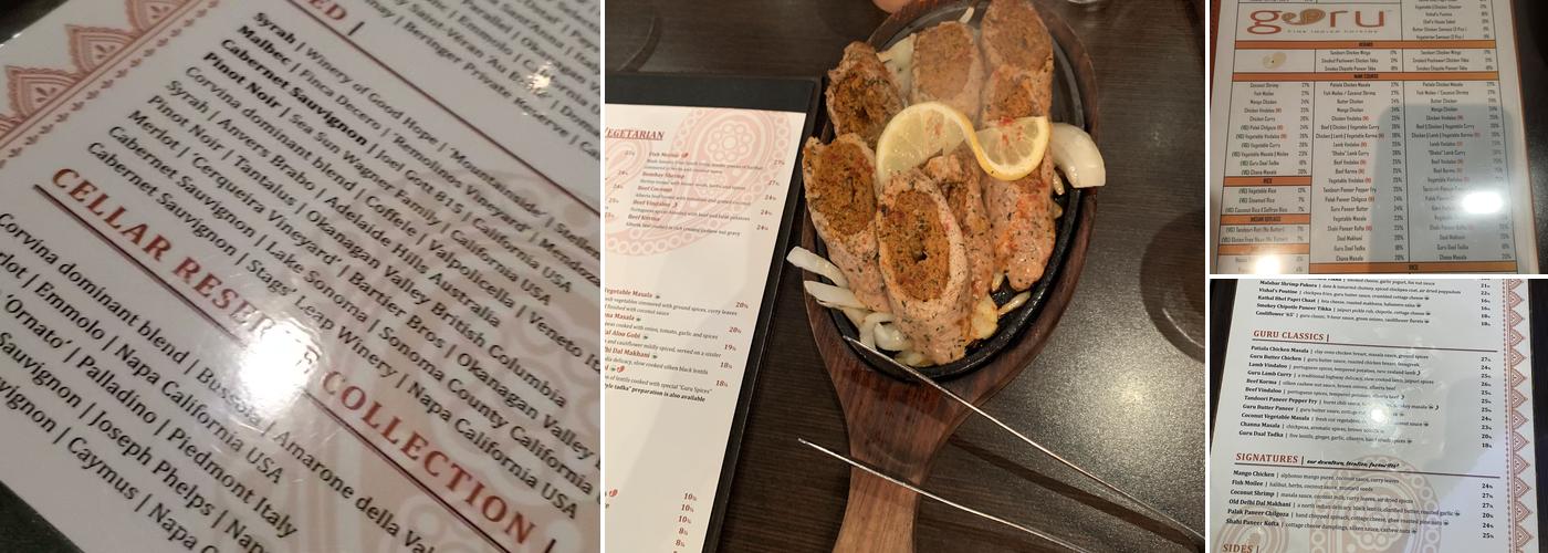 Guru Restaurant & Bar Menu