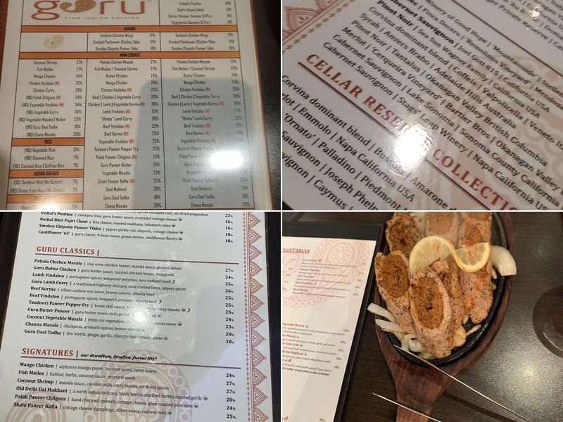 Guru Restaurant & Bar Menu