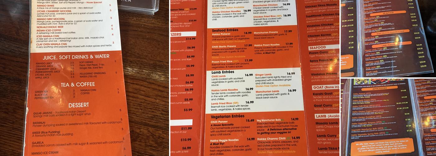 Clay Oven Menu