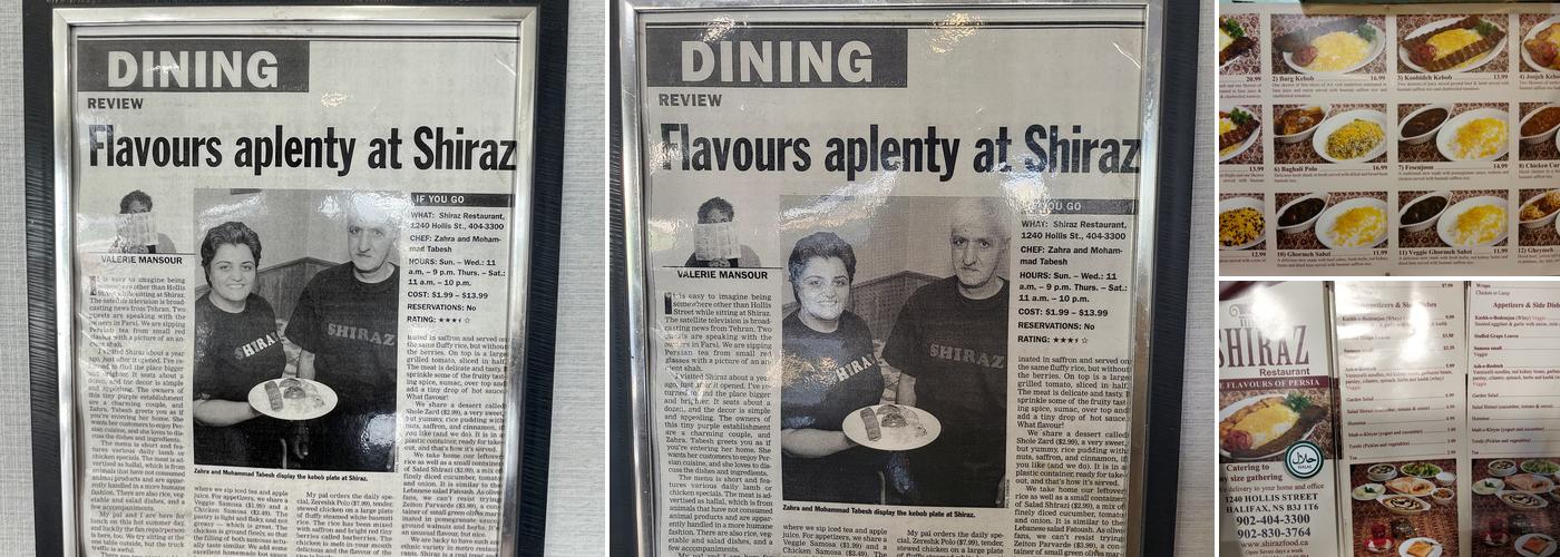 Shiraz Restaurant Menu