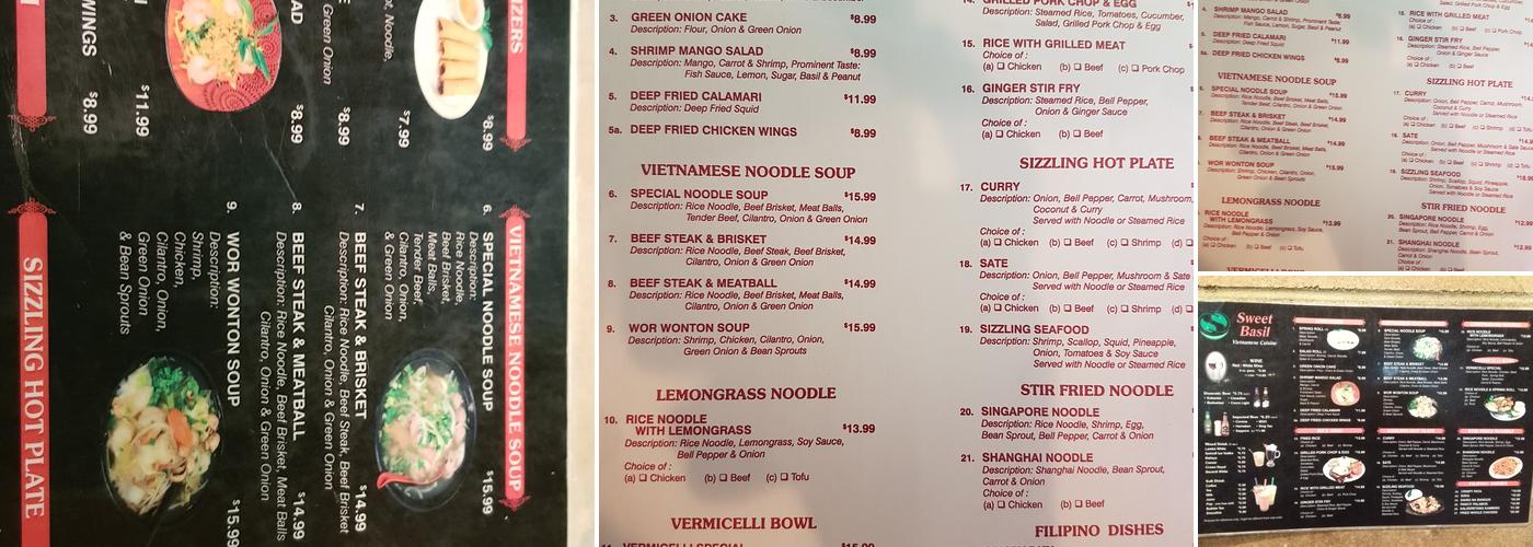 Sweet Basil Menu