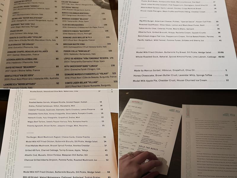 Model Milk Menu