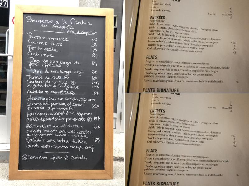 Auguste Restaurant Menu