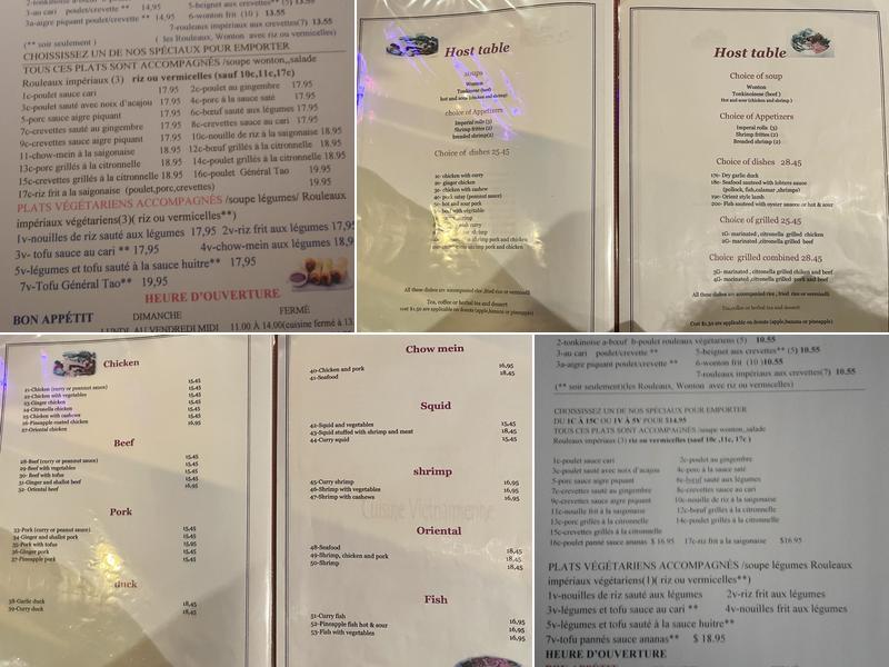 Restaurant Tradition Saigon Menu