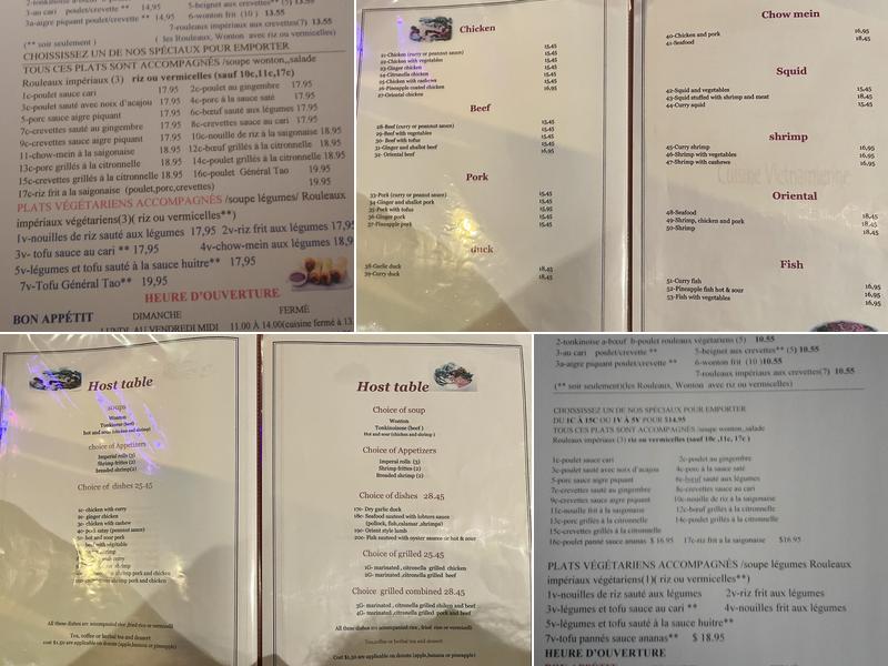 Restaurant Tradition Saigon Menu