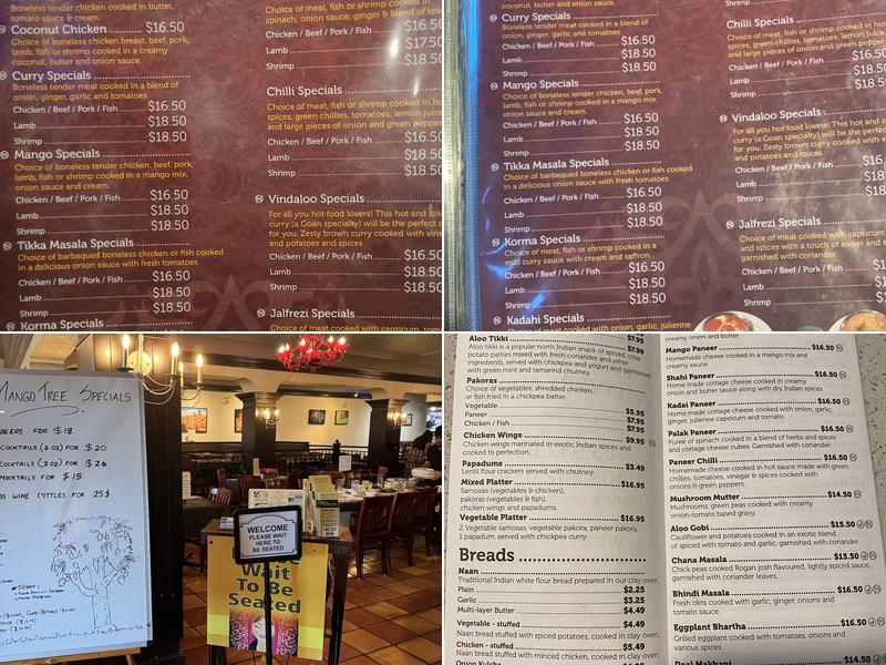 The Mango Tree Menu